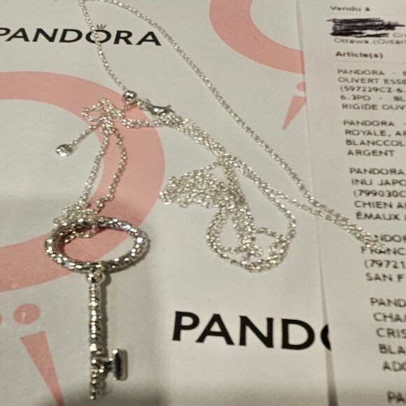 Authentic Pandora Sterling Silver *Retired * Regal Key Necklace 397676-90 -RARE - Picture 4 of 13
